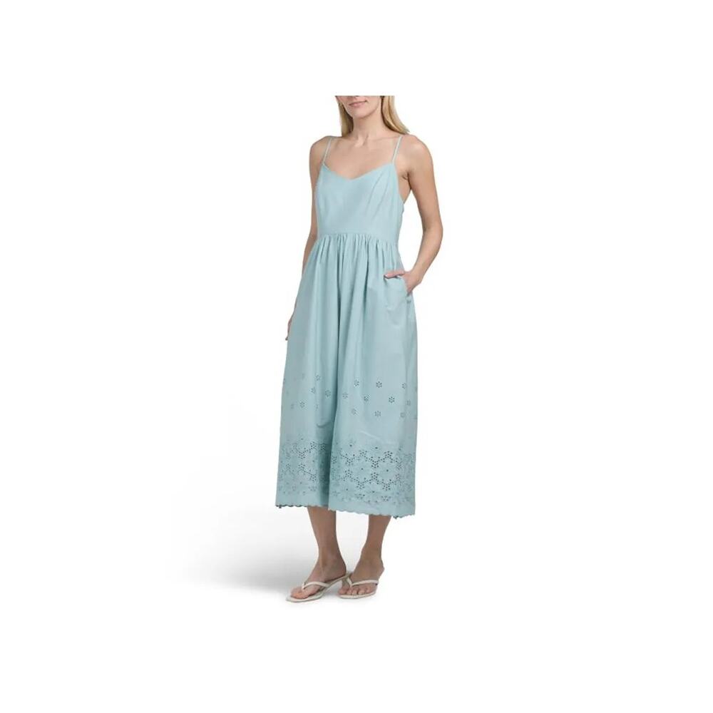 Calypso St Barth Embroiderem Hem Cotton Sun Dress with Pockets